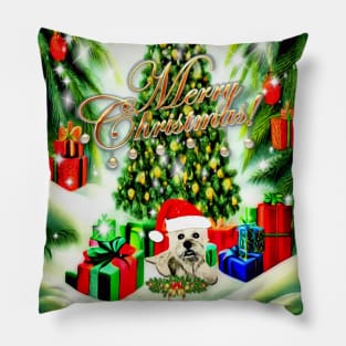 Cute Scottish Terrier Christmas Greeting Pillow