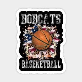 American Flag Personalized Bobcats Proud Name Basketball Magnet