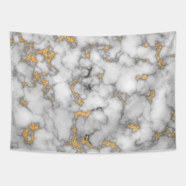 White Marble Gold Dust Tapestry by Trippycollage