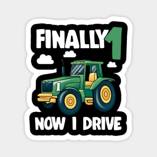 Kids Finally 1 1st Birthday Gift Boy Tractor Magnet