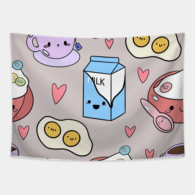 Kawaii Breakfast- off white Tapestry by SturgesC