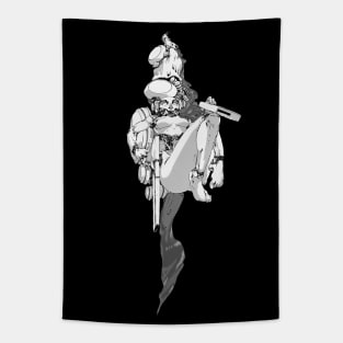 ninja android whizzes by, woman fighter Tapestry