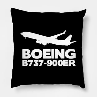 Boeing B737-900ER Silhouette Print (White) Pillow