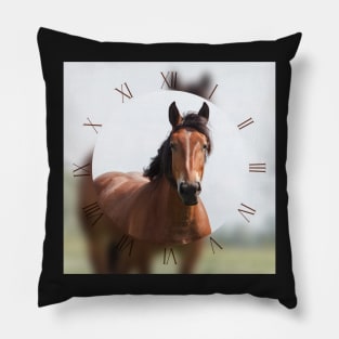 Sorrel horse on pasture Pillow