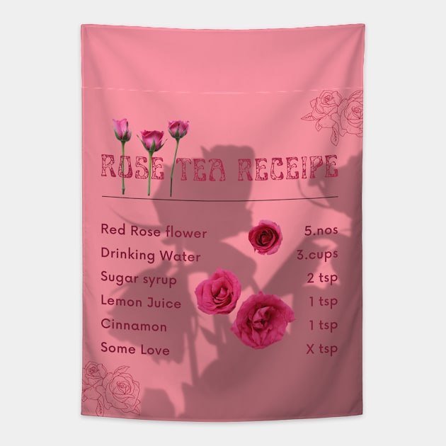 Rose Tea Recipe Tapestry by Jesscreative