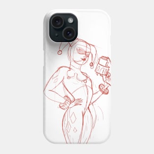 Jokers girl sketch red Phone Case