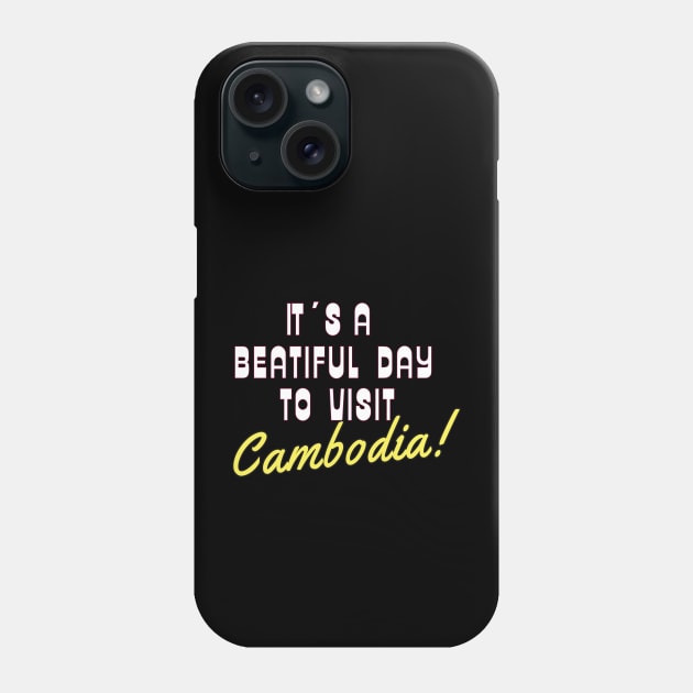 Cambodia White text.  Gift Ideas For The Travel Enthusiast. Phone Case by Papilio Art