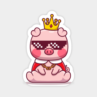 Cute King Pig Wearing Glasses Magnet