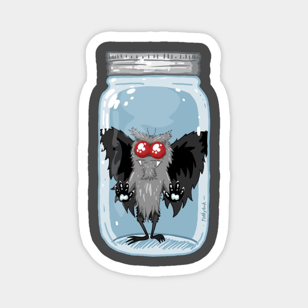 Mason Jar Mothman by Ronkytonk Magnet by Ronkytonk