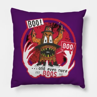 Boo! And even more boos. Halloween haunted house. Pillow