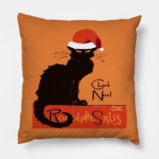 Le Chat Noel Christmas Parody Distressed Cut Out Pillow