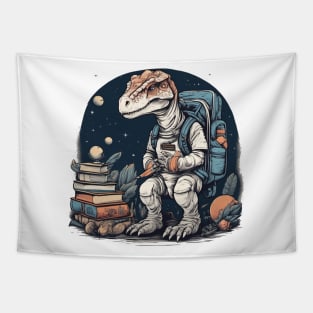 Back to school space dinosaur cute dinosaur books school first second grade pre-school design for kids children Tapestry