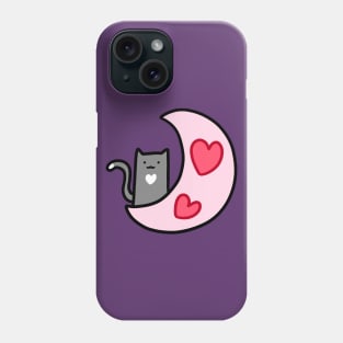 Heart Moon Blue Cat Phone Case