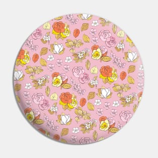 Vintage Botanical Pattern in Pink Pin