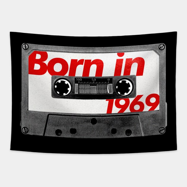 Born in 1969 ///// Retro Style Cassette Birthday Gift Design Tapestry by unknown_pleasures