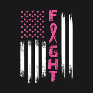 Breast Cancer Awareness T-Shirt American Flag Distressed T-Shirt