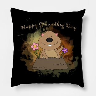 Happy Groundhog Day t-shirt Pillow