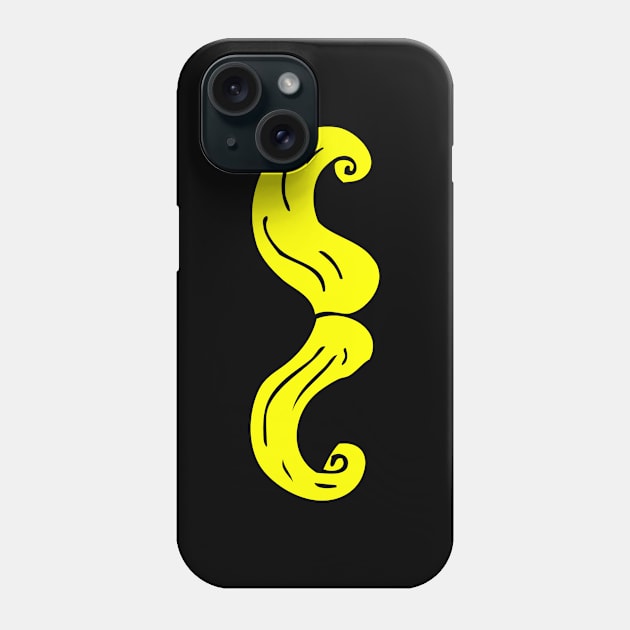 Yellow Curly Mustache Phone Case by InkyArt