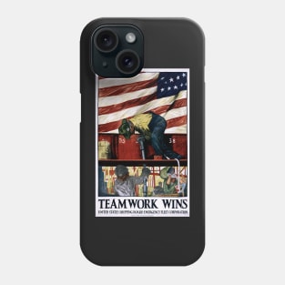 Restored Reprint of World War I US "Teamwork Wins" Propaganda Print Phone Case