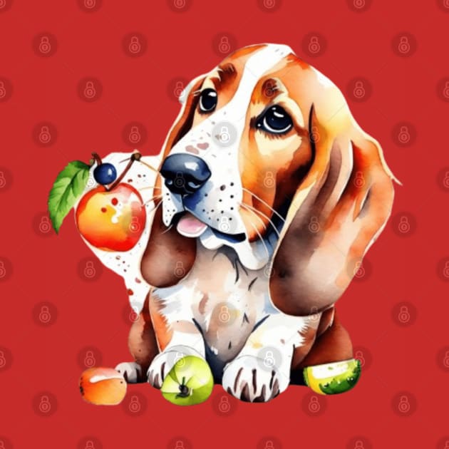 Cute basset hound dog and fruits cute design gift ideas for all by WeLoveAnimals