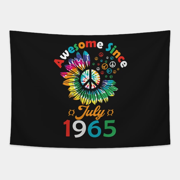 Funny Birthday Quote, Awesome Since July 1965, Retro Birthday Tapestry by Estrytee