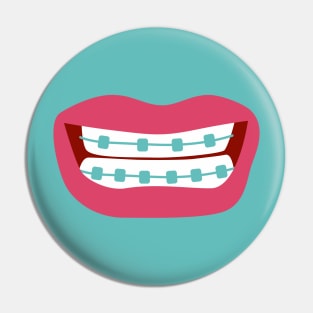 Woman smiling with teeth braces Pin