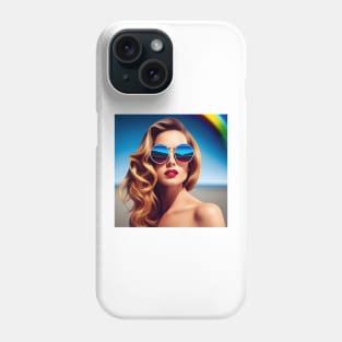 Woman with Mirrored sunglasses Phone Case