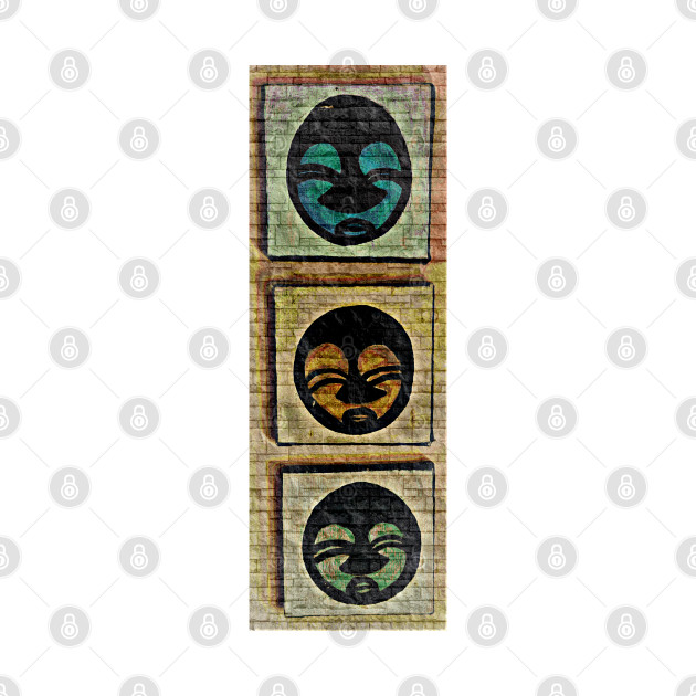 "The Three Masks" Contemporary African Artwork Design by Tony Cisse Art Originals