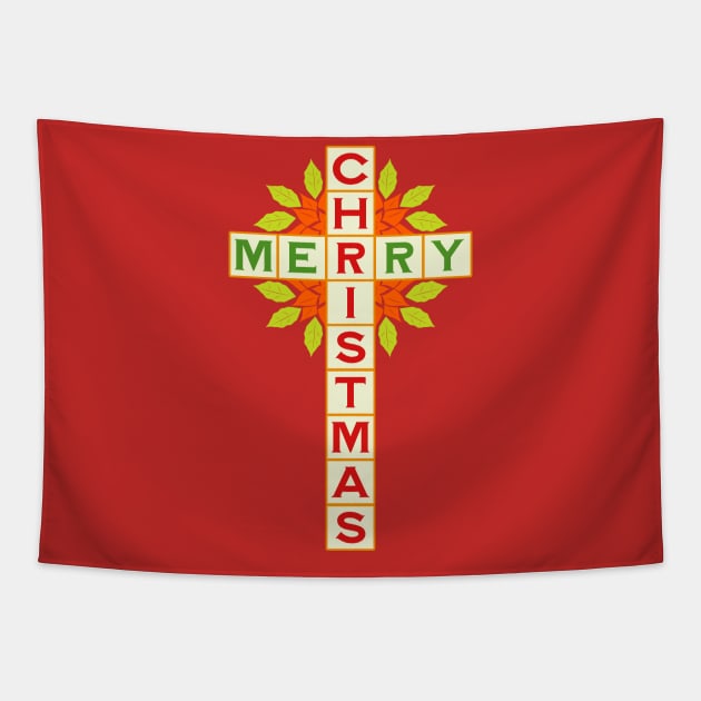 Merry Christmas Crossword Clue Tapestry by Jay Diloy