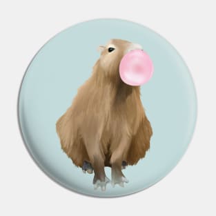 Cute Pink Bubblegum Blowing Capybara Pin