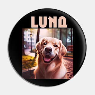 LUNA, bootleg,  golden retriever puppy design for dog lovers Pin