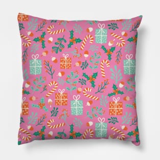 Christmas Holidays Pink Pillow