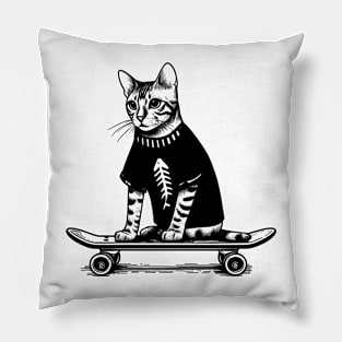 Skateboard Cat Pillow