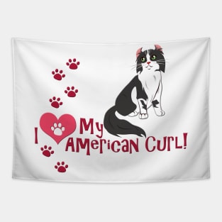 I Love My American Curl Cat Tapestry