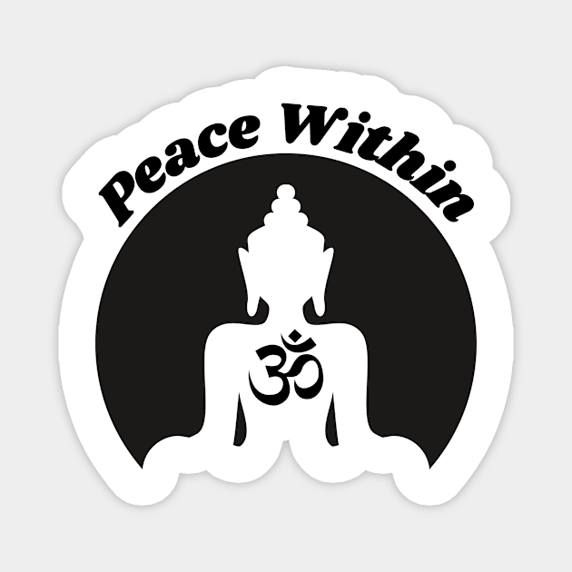 Peace Within Buddha Magnet by BhaktiCloudsApparel