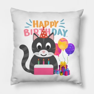 KITTY CAT HAPPY BIRTHDAY/ Kitten has a Birthday Pillow