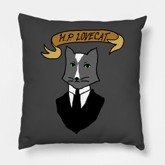 H.P. Lovecat Pillow by rhlpixels