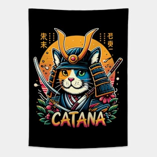 Retro Vintage Catana Samurai - 80s Aesthetic Tapestry