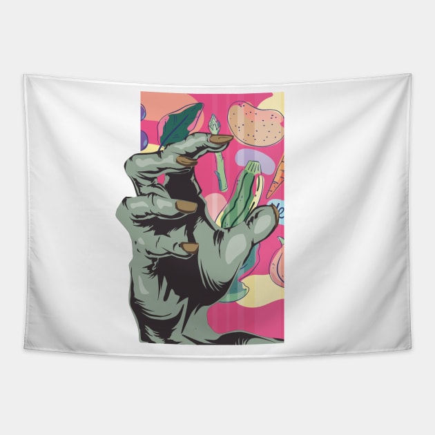 Vegetarian Zombie Hand Tapestry by badCasperTess