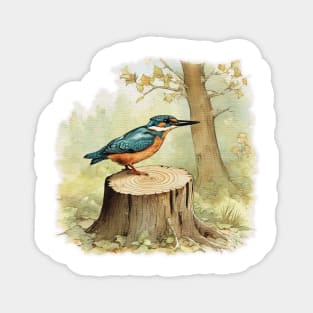 kingfisher on a tree stump Magnet