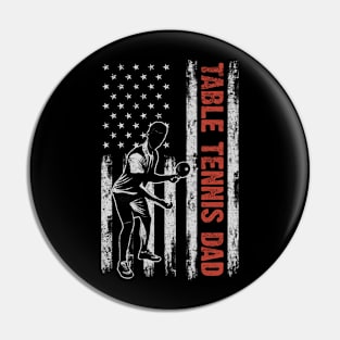 Table Tennis Dad American Flag Father's Day 4th Of July Gift Pin