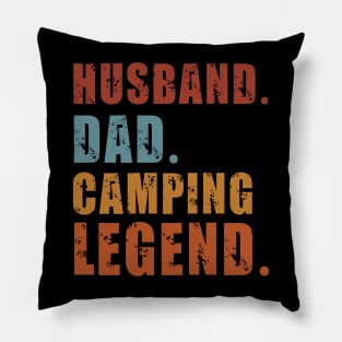 Husband Dad Camping Legend Vintage Funny Camper Father's Day Pillow