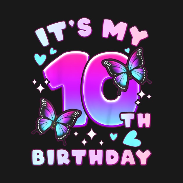 10th Birthday Girl 10 years Butterflies and Number by deptrai0023