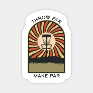 Throw Far Make Par | Disc Golf Vintage Retro Arch Mountains Magnet