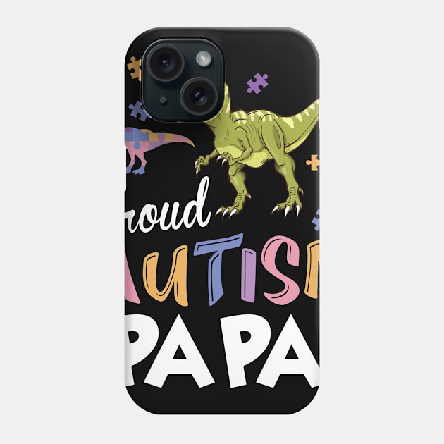 Autistic Dinosaurs Walking Around Puzzles Together Proud Autism Papa Phone Case by Cowan79