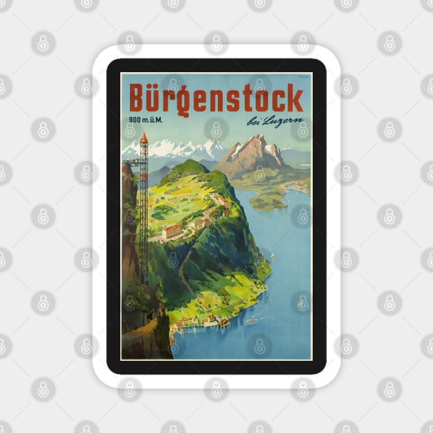 Bürgenstock bei Luzern,Switzerland,Travel Poster Magnet by BokeeLee