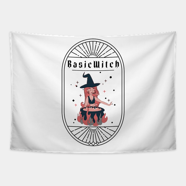 Basic Witch Funny Halloween Design Tapestry by Up 4 Tee