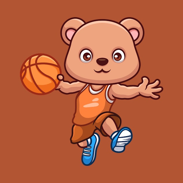 Basketball Bear Cute Cartoon by GumregaStd