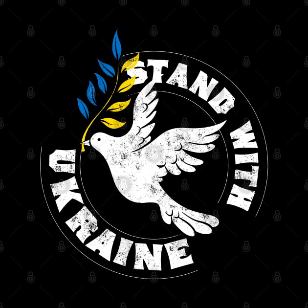 Stand with Ukraine Peace Dove by Black Tee Inc