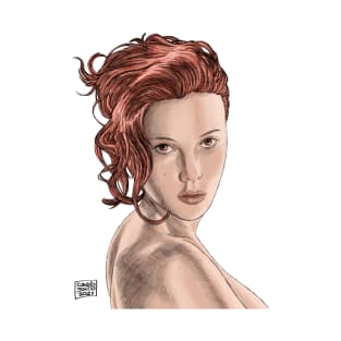 Scarlett Johansson sketch style with color T-Shirt